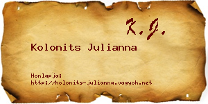 Kolonits Julianna névjegykártya